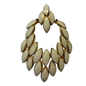 Dolce & Gabbana D&G Cream Enamel Chandelier Statement Pendant Gold Tone